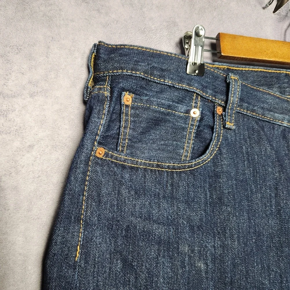 Levis 501 Original Fit Mens Jeans 38x30 Dark Wash‎ Button Fly Straight Leg
